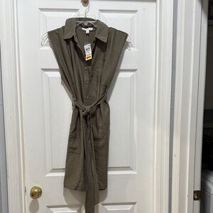 And Now This Olive Button-Up Dress with pockets